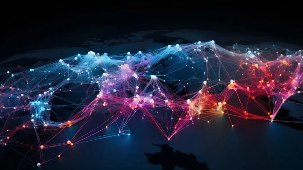 A digital representation of a global network, illustrating the interconnected nature of offshore outsourcing for global customer support. The image highlights the seamless communication and multilingual capabilities enabled by outsourcing solutions.