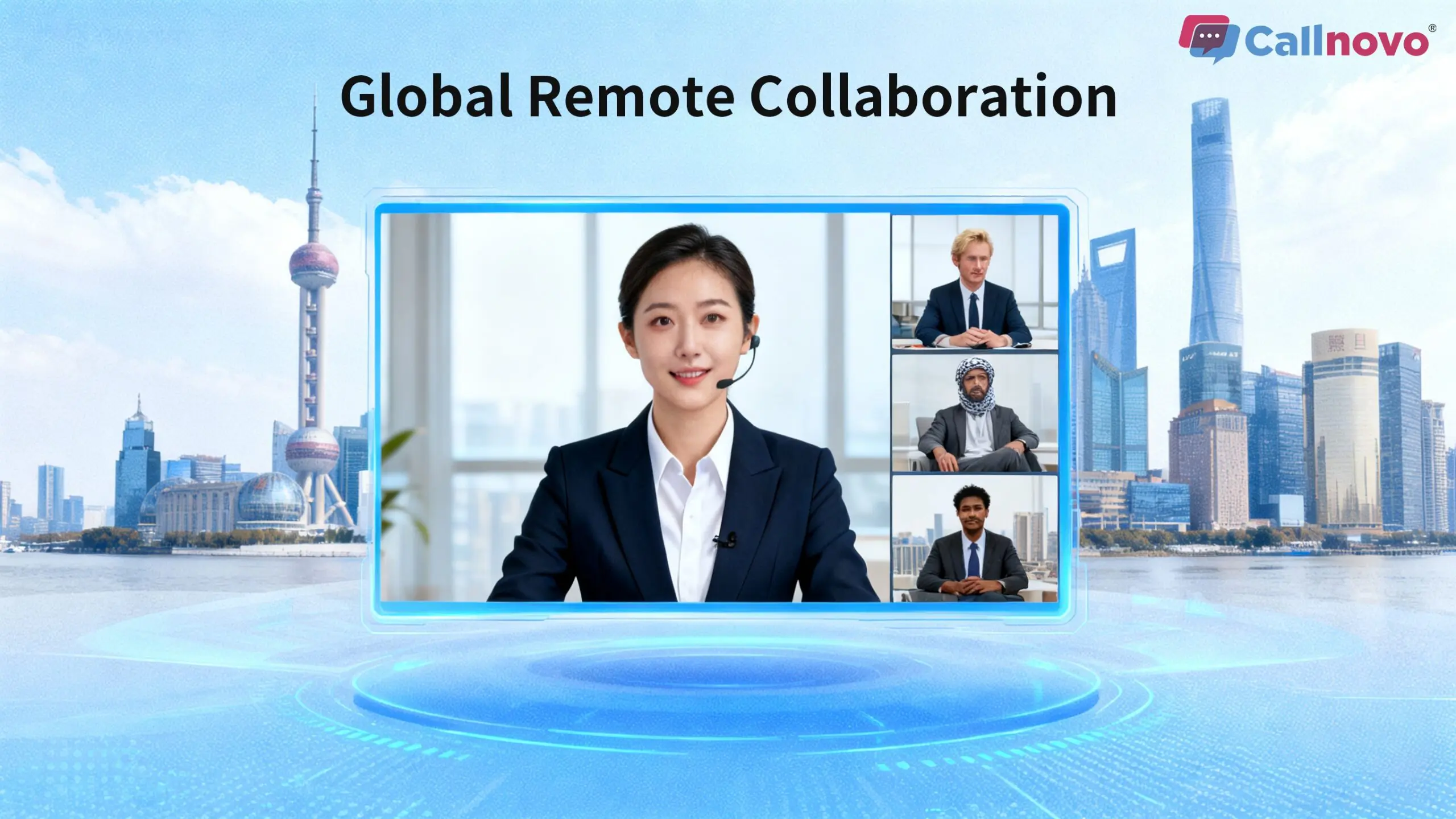 China remote assistant video call illustration