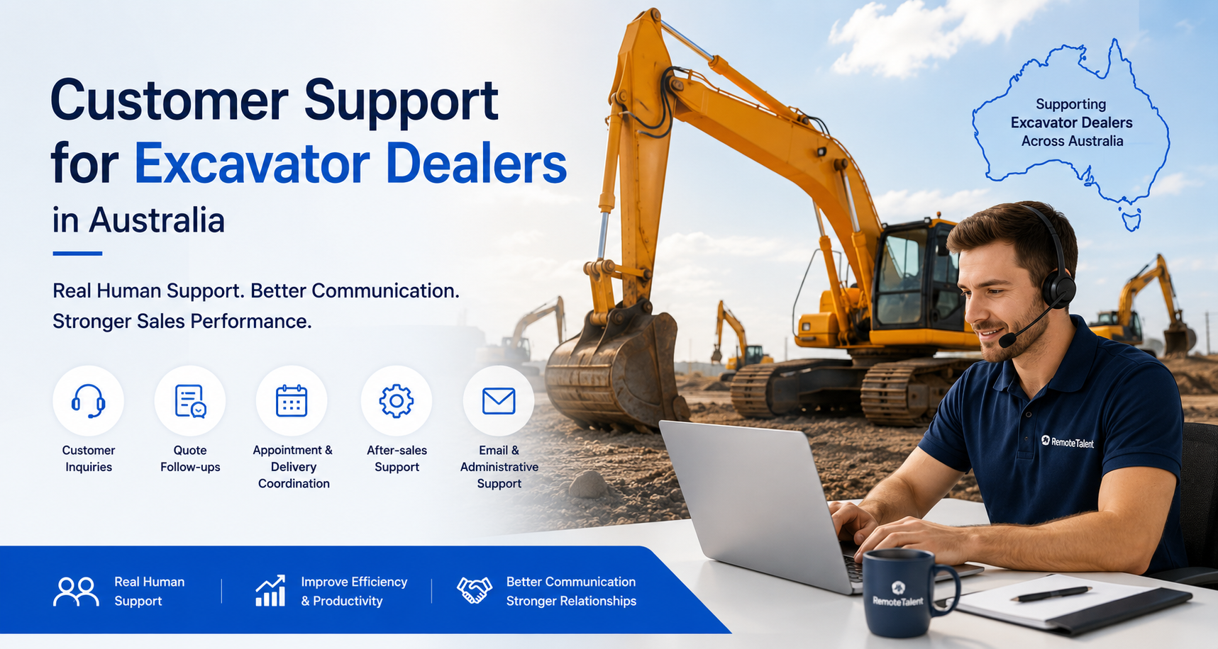 customer support for excavator dealers in Australia