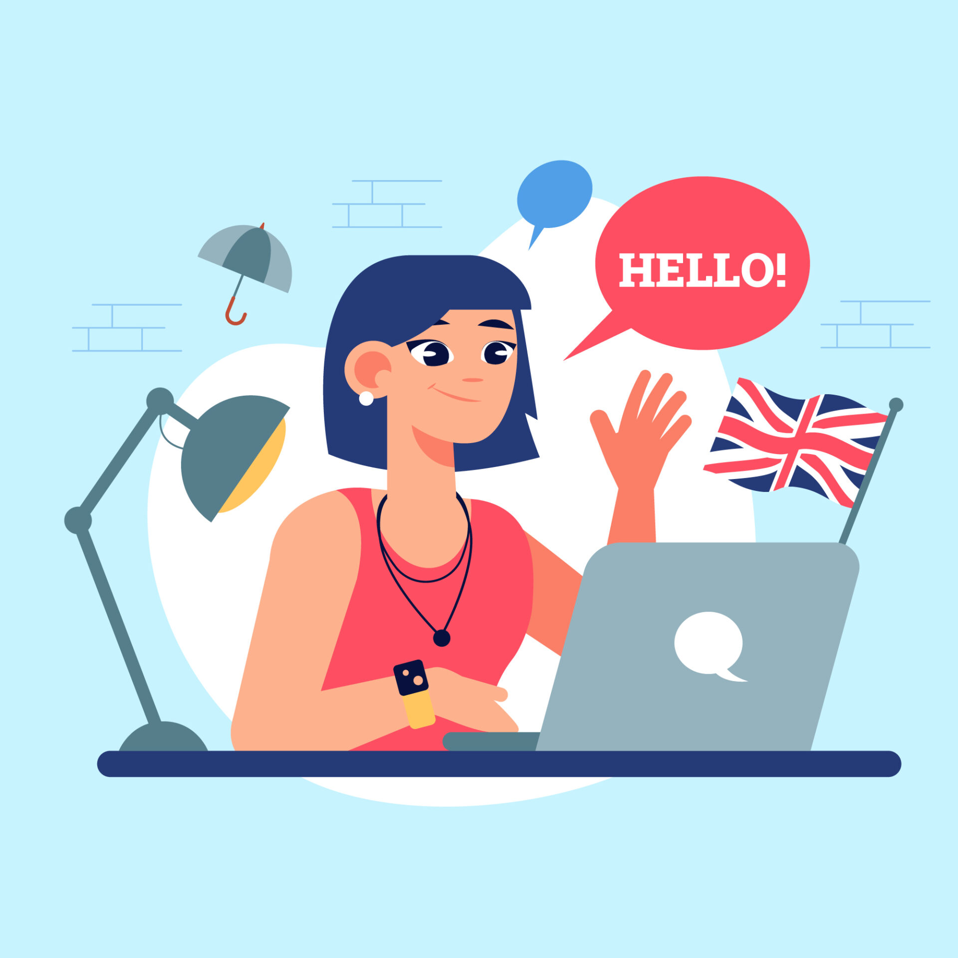 This vector demonstrates the friendly appeal of outsourcing customer support in English, helping global English-speaking customers to find the tailorable support they need, leading to global service excellence that brings about long-term market dominance.