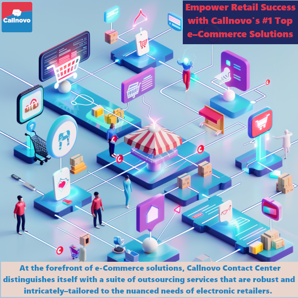 Empower Retail Success with Callnovo's #1 Top e–Commerce Solutions: At the forefront of e-Commerce solutions, Callnovo Contact Center distinguishes itself with a suite of outsourcing services that are robust and intricately–tailored to the nuanced needs of electronic retailers.