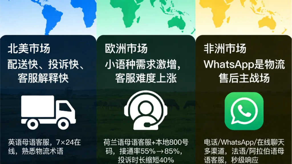 三个市场对于物流客服的不同需求侧重