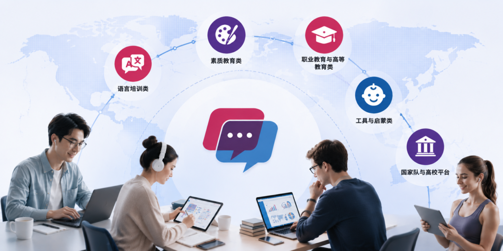 图为中国在线教育出海主要平台类型
