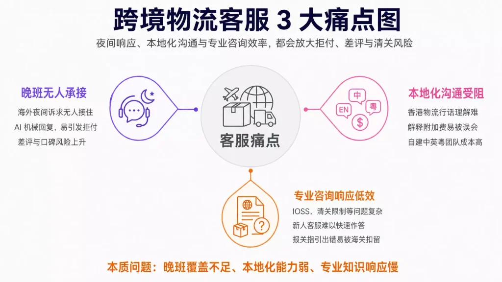 图为跨境物流客服外包服务痛点图